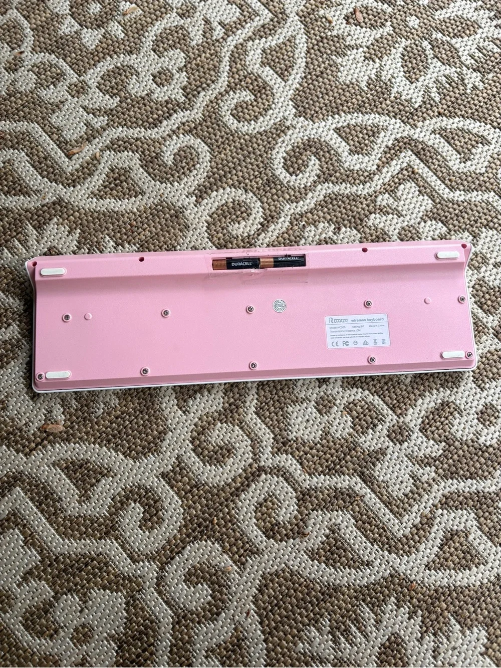 Pink Wireless Keyboard with White Frame